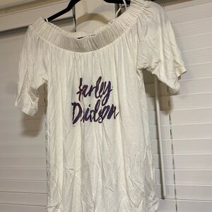 Harley-Davidson Cream Off-Shoulder Tee